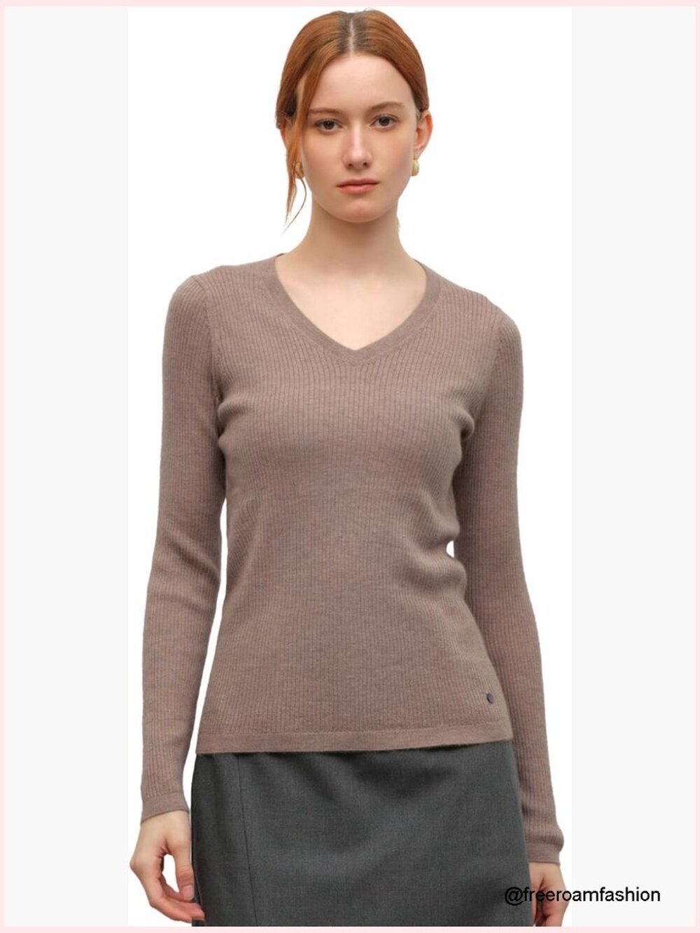 100% Pure Cashmere V-Neck Slim-Fit Pullover Sweater Fine-Knit Luxury